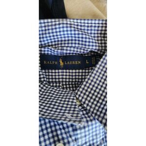 Ralph Lauren Mens Button Down Shirt Gingham Check Red Pony Logo Size L Preppy